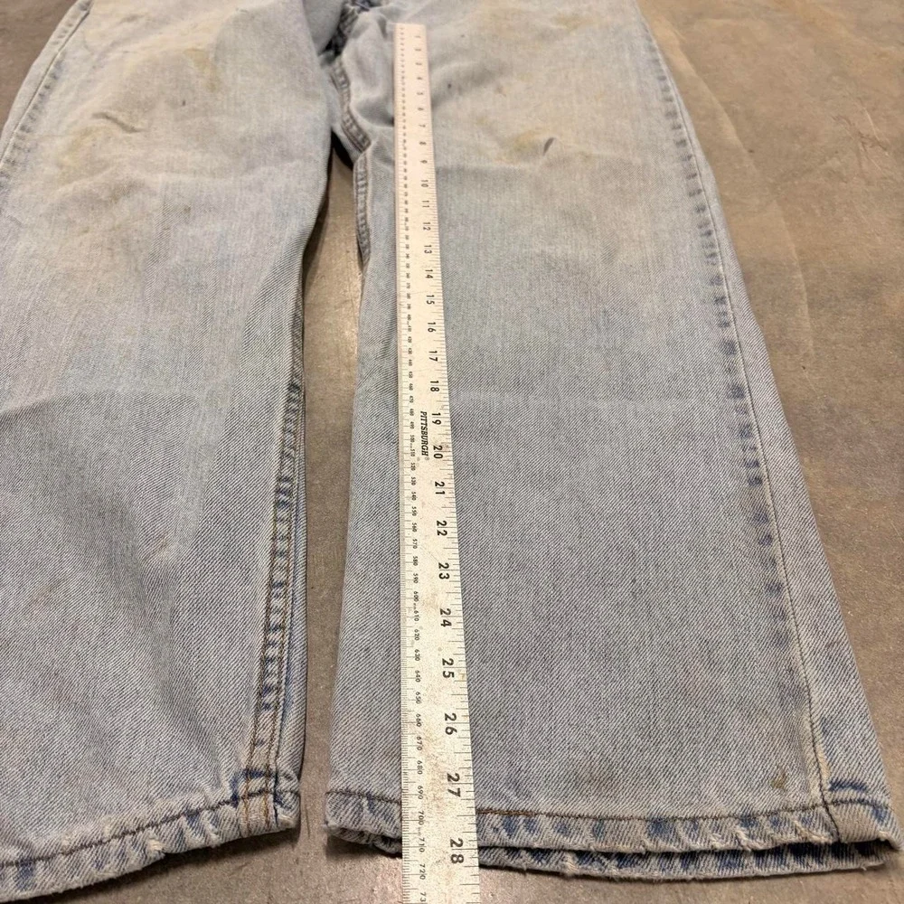 Vintage Levis 505 Regular Fit Straight Leg Jeans Light Wash Distressed 38x30
